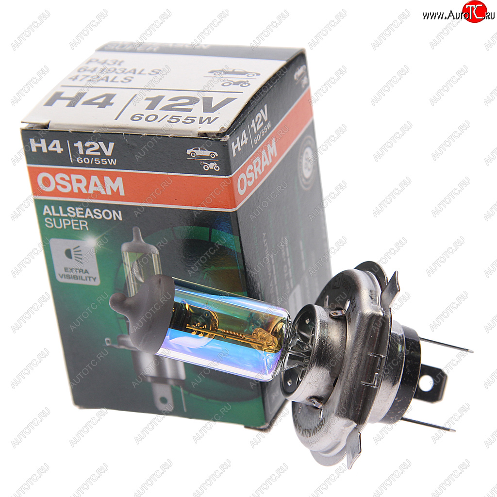 649 р. Лампа 12V H4 6055W P43t +30% желтая All Season OSRAM OSRAM 64193als  с доставкой в г. Майкоп