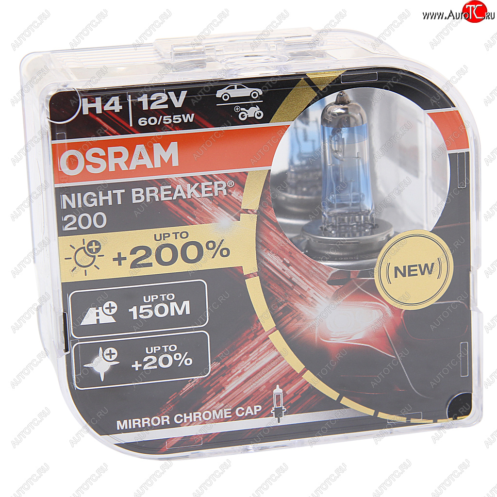 3 089 р. Лампа 12V H4 6055W P43t +200% 4050К бокс (2шт.) Night Breaker 200 OSRAM OSRAM 64193nb200(euro)  с доставкой в г. Майкоп