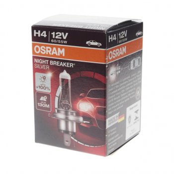 599 р. Лампа 12V H4 6055W P43t +100% Night Breaker Silver OSRAM OSRAM 64193nbs  с доставкой в г. Майкоп. Увеличить фотографию 2