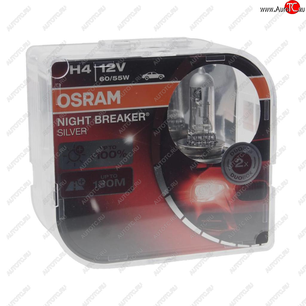1 449 р. Лампа 12V H4 6055W P43t +100% бокс (2шт.) Night Breaker Silver OSRAM OSRAM 64193nbs2(euro)  с доставкой в г. Майкоп