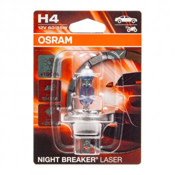 1 099 р. Лампа 12V H4 6055W P43t +150% 4050K блистер (1шт.) Night Breaker Laser OSRAM OSRAM 64193nlбл  с доставкой в г. Майкоп. Увеличить фотографию 1