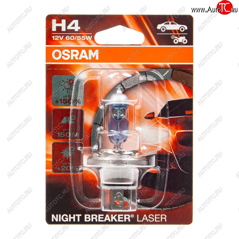1 099 р. Лампа 12V H4 6055W P43t +150% 4050K блистер (1шт.) Night Breaker Laser OSRAM OSRAM 64193nlбл  с доставкой в г. Майкоп