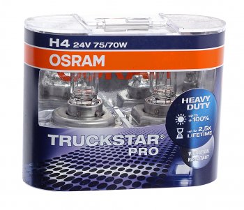 1 459 р. Лампа 24V H4 7570W P43t-38 +120% бокс (2шт.) Truck Star Pro OSRAM OSRAM 64196tsp-hcb  с доставкой в г. Майкоп. Увеличить фотографию 1