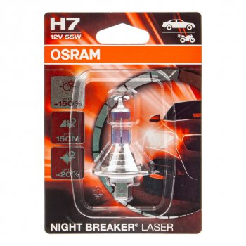 1 859 р. Лампа 12V H7 55W PX26d +150% 3750K блистер (1шт.) Night Breaker Laser OSRAM OSRAM 64210nlбл  с доставкой в г. Майкоп. Увеличить фотографию 1