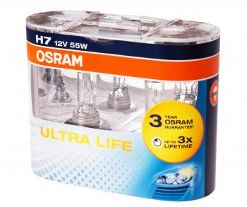 1 399 р. Лампа 12V H7 55W PX26d бокс (2шт.) Ultra Life OSRAM OSRAM 64210ult-hcb  с доставкой в г. Майкоп. Увеличить фотографию 1