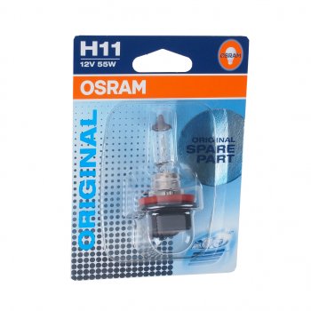 1 029 р. Лампа 12V H11 55W PGJ19-2 блистер (1шт.) OSRAM OSRAM 64211-01b  с доставкой в г. Майкоп. Увеличить фотографию 1