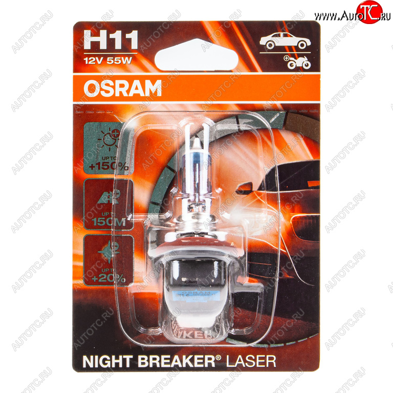 1 799 р. Лампа 12V H11 55W PGJ19-2 +150% 3750K блистер (1шт.) Night Breaker Laser OSRAM OSRAM 64211nlбл  с доставкой в г. Майкоп