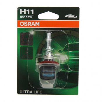 1 039 р. Лампа 12V H11 55W PGJ19-2 блистер (1шт.) Ultra Life OSRAM OSRAM 64211ult-01b  с доставкой в г. Майкоп. Увеличить фотографию 1