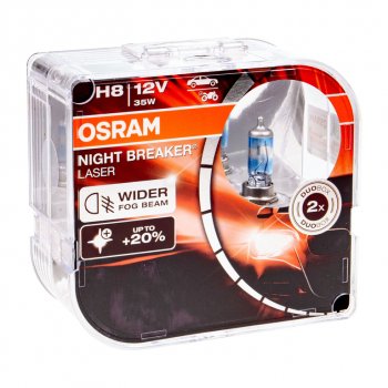5 399 р. Лампа 12V H8 35W PGJ19-1 +150% 3900K бокс (2шт.) Night Breaker Laser OSRAM OSRAM 64212nl2(euro)  с доставкой в г. Майкоп. Увеличить фотографию 1