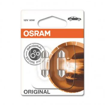 273 р. Лампа 12V C10W SV8.5-8 31мм блистер (2шт.) OSRAM OSRAM 6438-02b  с доставкой в г. Майкоп. Увеличить фотографию 1