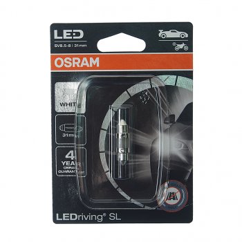 559 р. Лампа светодиодная 12V C5W SV8.5-8 31мм двухцокольная блистер OSRAM OSRAM 6438dwpбл  с доставкой в г. Майкоп. Увеличить фотографию 1