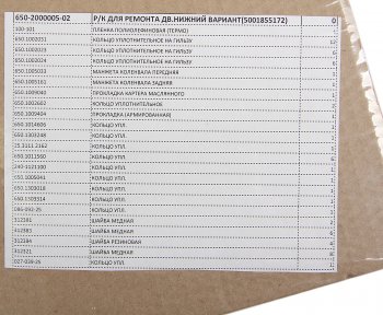 10 649 р. Прокладка двигателя ЯМЗ-650.10 комплект нижний (23 наименований) РД РУССКИЙ ДВИГАТЕЛЬ 650-2000005-02  с доставкой в г. Майкоп. Увеличить фотографию 2