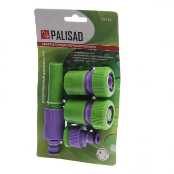 399 р. Набор для подключения шланга 34 (распылитель,3 адаптера) PALISAD PALISAD 65179  с доставкой в г. Майкоп. Увеличить фотографию 1