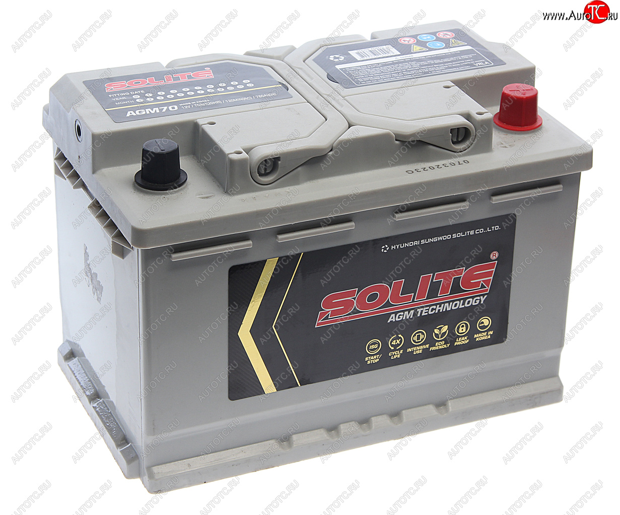 25 499 р. Аккумулятор SOLITE AGM 70Ач обратная полярность SOLITE 6ст70(0) agm70l  с доставкой в г. Майкоп