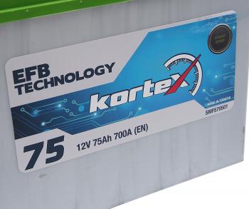 14 099 р. Аккумулятор KORTEX EFB ASIA 75Ач обратная полярность KORTEX 6ст75(0) smf570501 (d26)  с доставкой в г. Майкоп. Увеличить фотографию 2