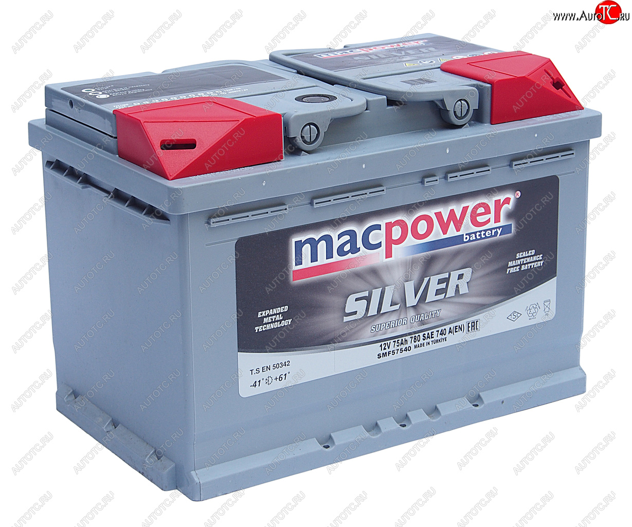 12 899 р. Аккумулятор MACPOWER 75Ач обратная полярность MACPOWER 6ст75(0) smf57540  с доставкой в г. Майкоп