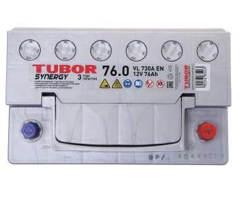 12 549 р. Аккумулятор TUBOR Synergy 76Ач обратная полярность TUBOR 6ст76(0)  с доставкой в г. Майкоп. Увеличить фотографию 2
