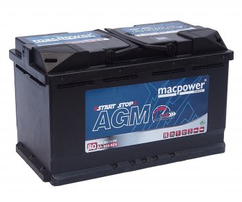 26 399 р. Аккумулятор MACPOWER AGM 80Ач обратная полярность MACPOWER 6ст80(0) 80agm58515  с доставкой в г. Майкоп. Увеличить фотографию 1