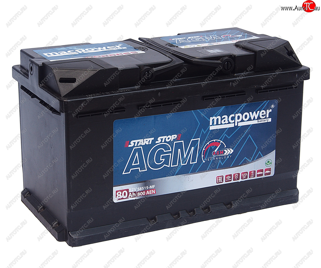 26 399 р. Аккумулятор MACPOWER AGM 80Ач обратная полярность MACPOWER 6ст80(0) 80agm58515  с доставкой в г. Майкоп