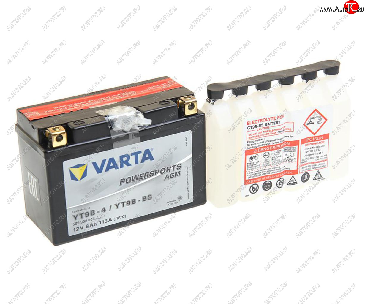 5 249 р. Аккумулятор VARTA MOTO AGM 8Ач VARTA 6ст8 509 902 008 (yt9b-4(bs))  с доставкой в г. Майкоп