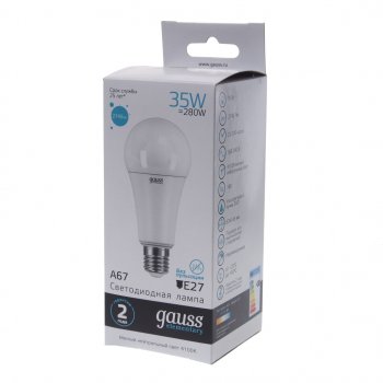 729 р. Лампа светодиодная E27 A67 35W (280W) 220V теплый GAUSS GAUSS 70225 GAUSS 70225  с доставкой в г. Майкоп. Увеличить фотографию 3