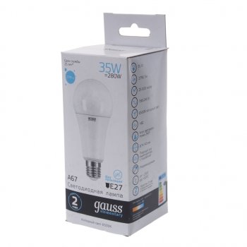 459 р. Лампа светодиодная E27 A67 35W (280W) 220V холодный GAUSS GAUSS 70235 GAUSS 70235  с доставкой в г. Майкоп. Увеличить фотографию 3