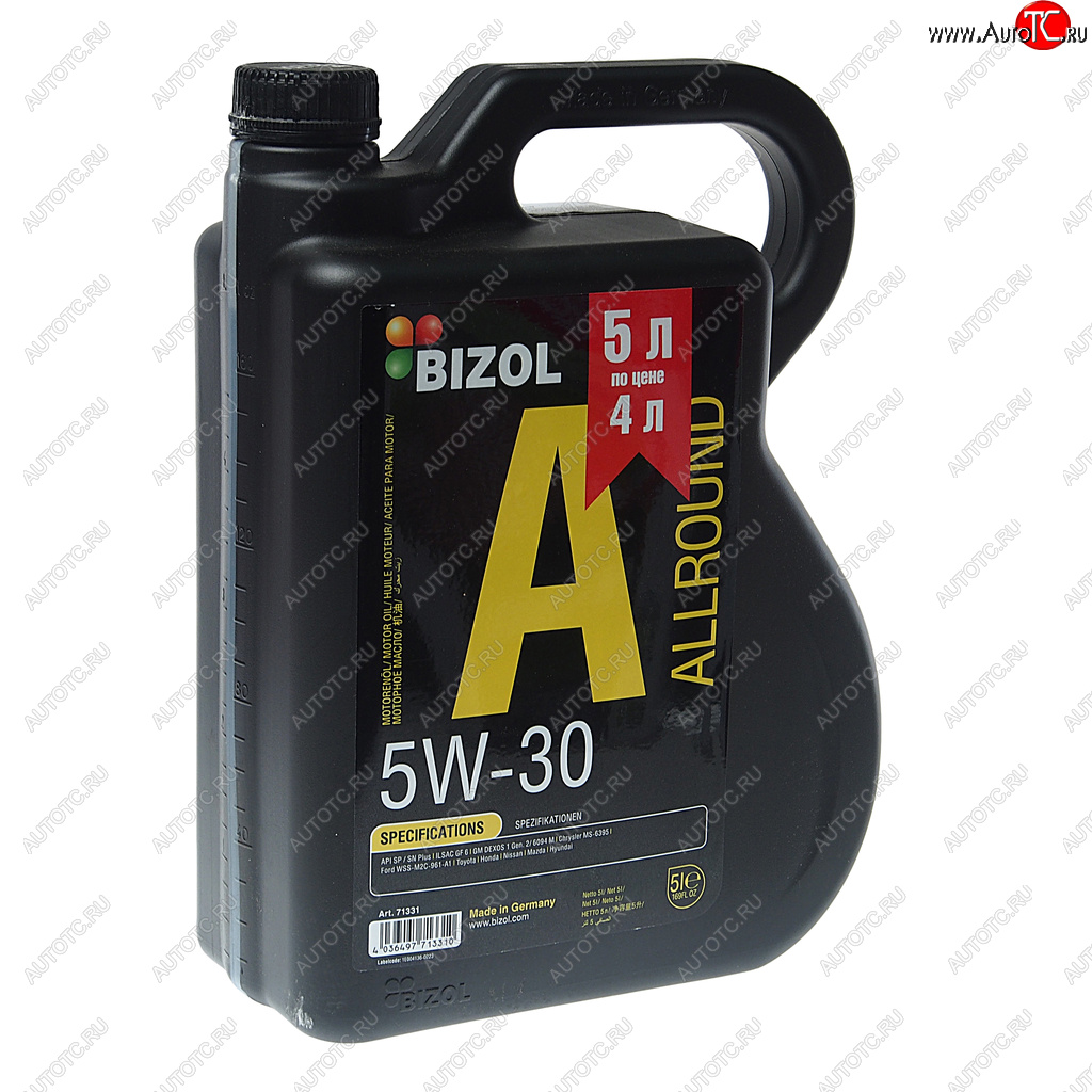 4 549 р. Масло моторное ALLROUND 5W30 синт.5л BIZOL АКЦИЯ BIZOL 71331  с доставкой в г. Майкоп