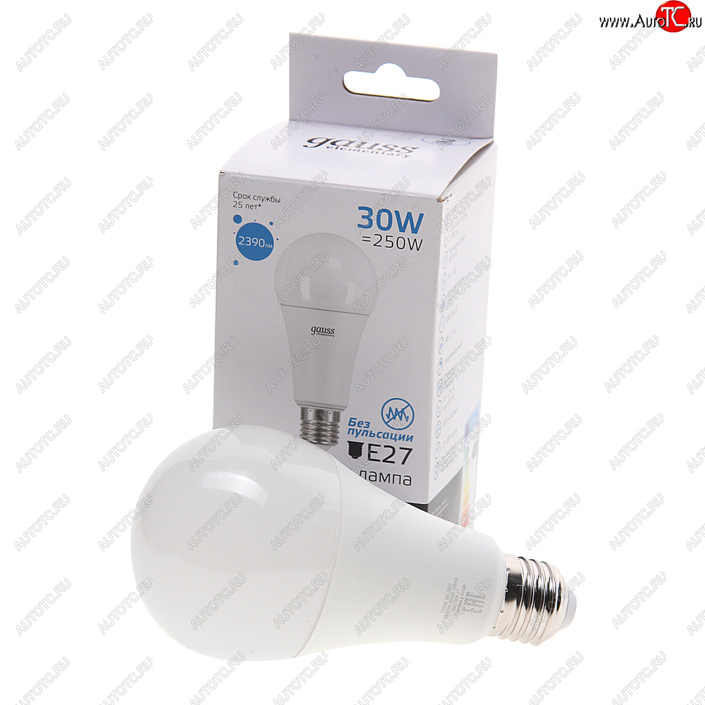 339 р. Лампа светодиодная E27 A67 30W(250W) 220V холодный GAUSS GAUSS 73239  с доставкой в г. Майкоп