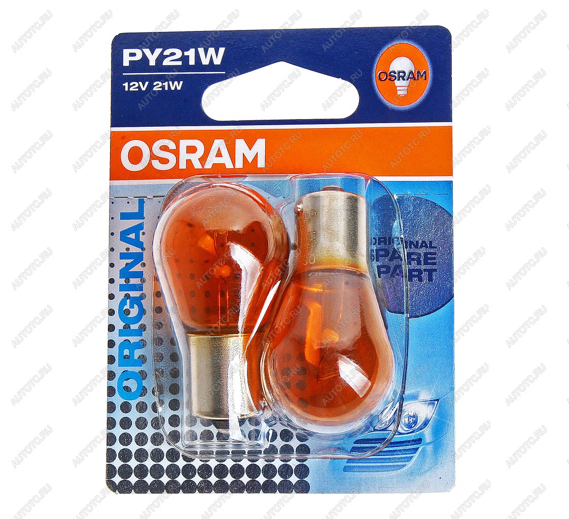 319 р. Лампа 12V PY21W BAU15s желтая блистер (2шт.) OSRAM OSRAM 7507-02b  с доставкой в г. Майкоп