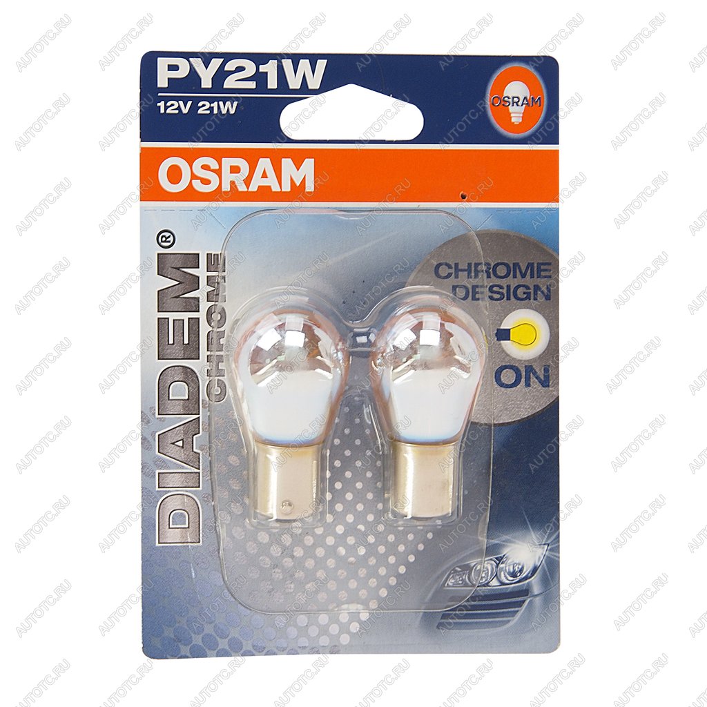 1 199 р. Лампа 12V PY21W BAU15s желтая блистер (2шт.) Diadem Chrome OSRAM OSRAM 7507dc-02b  с доставкой в г. Майкоп