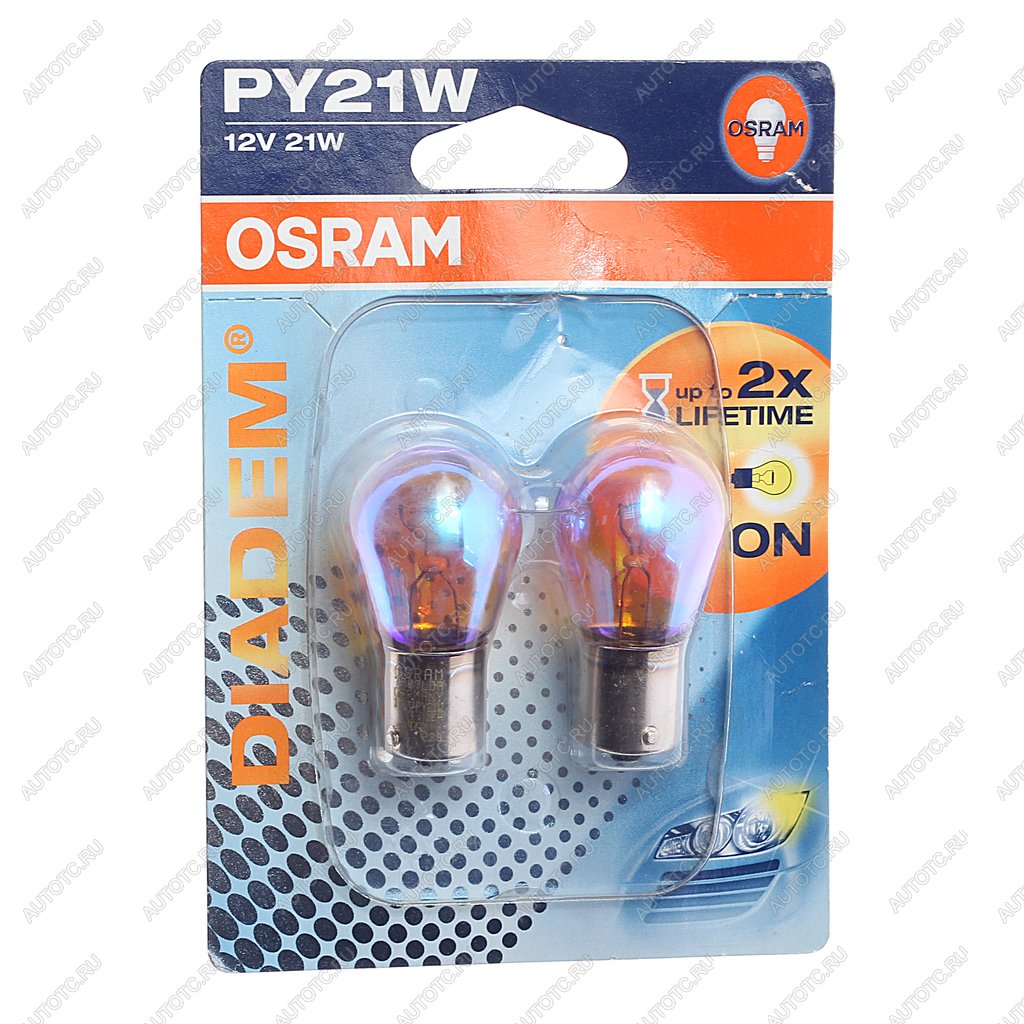 1 159 р. Лампа 12V PY21W BAU15s желтая блистер (2шт.) Diadem OSRAM OSRAM 7507lda-02b  с доставкой в г. Майкоп