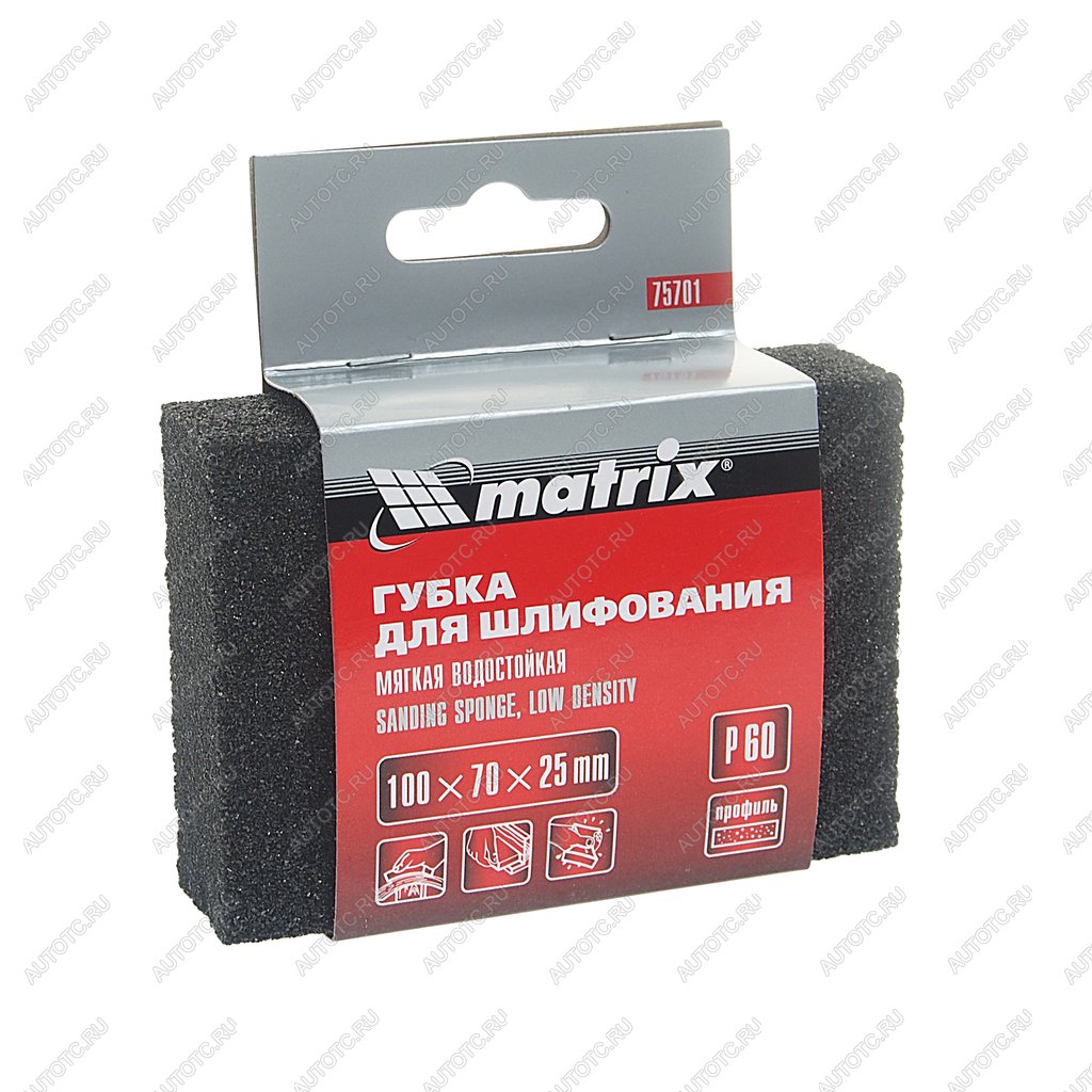 96 р. Губка абразивная Р60 мягкая MATRIX MATRIX 75701  с доставкой в г. Майкоп