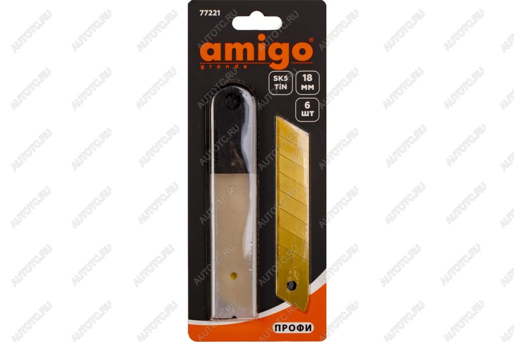 289 р. Лезвие для ножа сегментированное 18мм 6шт. AMIGO AMIGO 77221  с доставкой в г. Майкоп