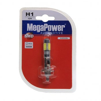 759 р. Лампа светодиодная 12V H1 P14.5s 6000K 5 светодиодов блистер (1шт.) MEGAPOWER MEGAPOWER-AUTOMOTIVE 80524бл  с доставкой в г. Майкоп. Увеличить фотографию 1