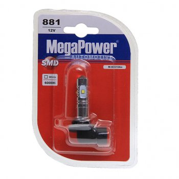389 р. Лампа светодиодная 12V H27W1 PG13 6000K 5 светодиодов блистер (1шт.) MEGAPOWER MEGAPOWER-AUTOMOTIVE 80616бл  с доставкой в г. Майкоп. Увеличить фотографию 1