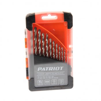 1 599 р. Набор сверл по металлу 1.5-6.5мм HSS (13шт.) PATRIOT PATRIOT 815010104  с доставкой в г. Майкоп. Увеличить фотографию 1