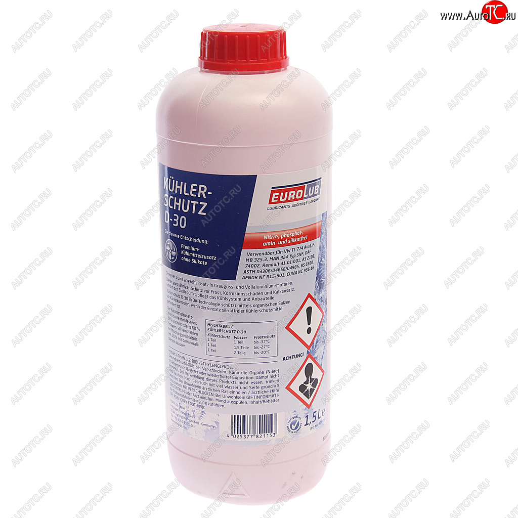 1 399 р. Антифриз красный Protection Fluid D-30 концентрат 1.5кг EUROLUB EUROLUB 821015  с доставкой в г. Майкоп
