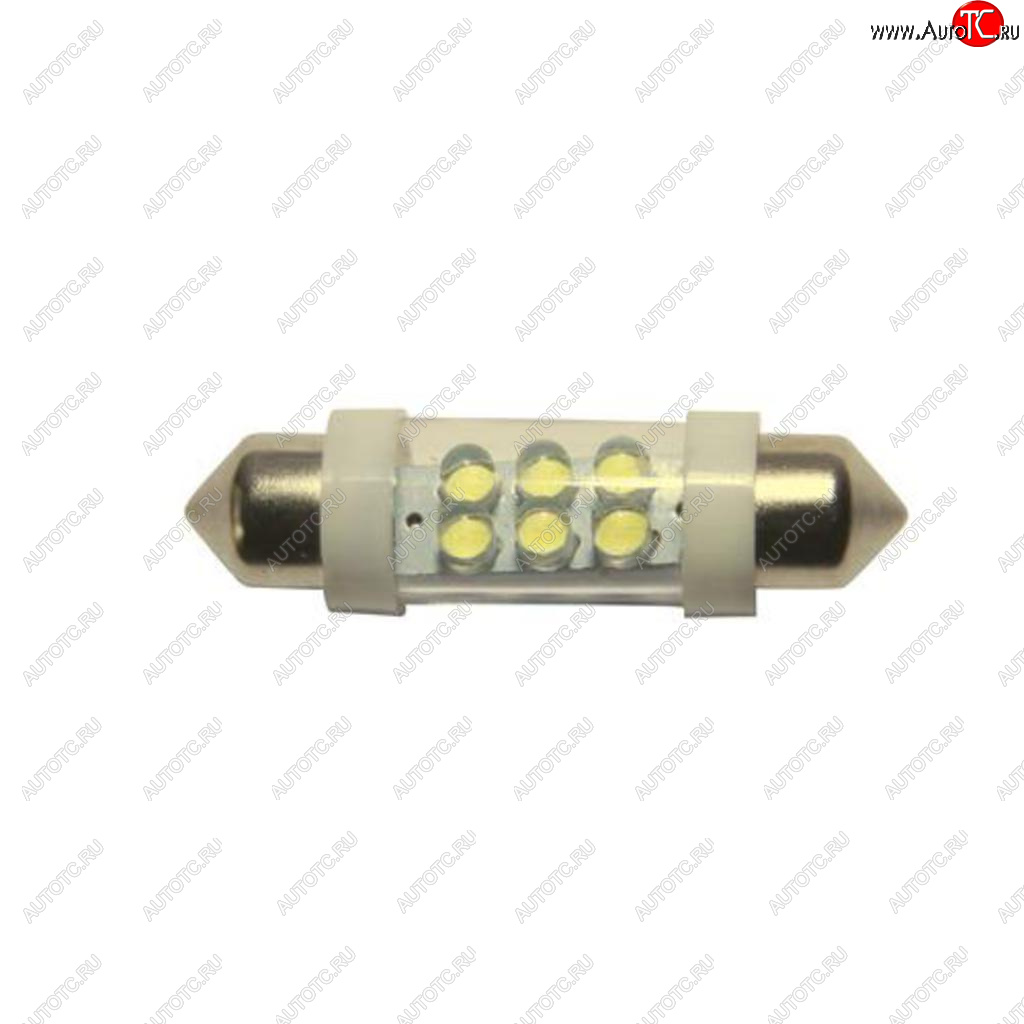 73 р. Лампа светодиодная 24V C10W SV8.5-8 6000K двухцокольная 6 светодиодов MEGAPOWER MEGAPOWER-AUTOMOTIVE 85154w-24  с доставкой в г. Майкоп