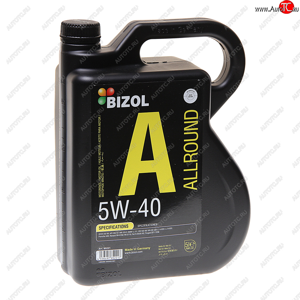 5 399 р. Масло моторное ALLROUND 5W40 синт.5л BIZOL BIZOL 85221  с доставкой в г. Майкоп