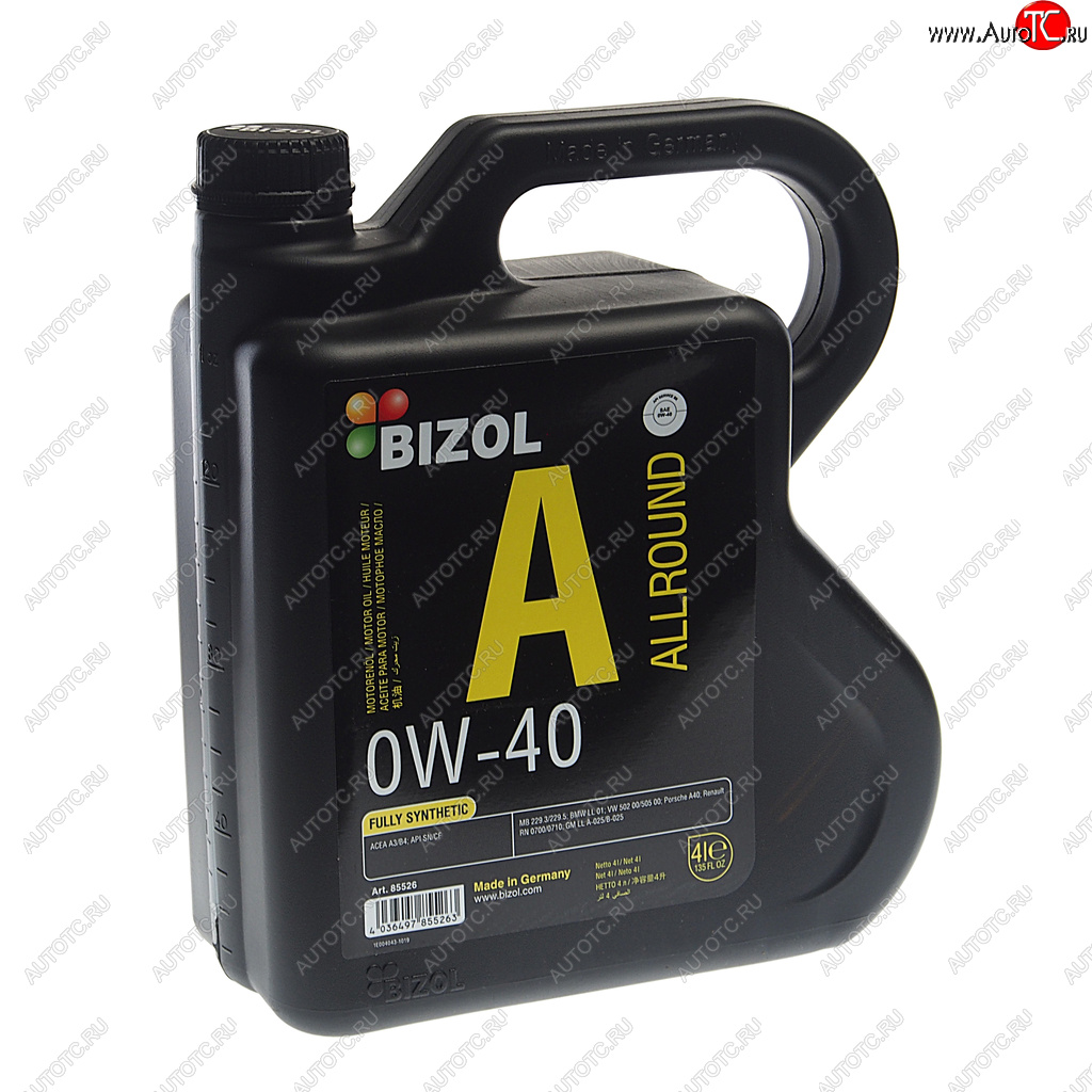 3 699 р. Масло моторное ALLROUND 0W40 синт.4л BIZOL BIZOL 85526  с доставкой в г. Майкоп