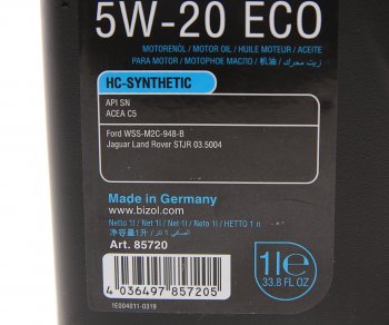 1 569 р. Масло моторное TECHNOLOGY 5W20 ECO синт.1л BIZOL BIZOL 85720  с доставкой в г. Майкоп. Увеличить фотографию 2