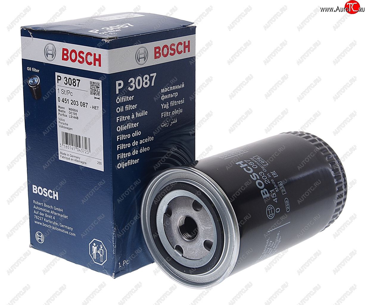 1 099 р. Фильтр масляный VW T4 (90-03),LT28-55 (-96) (DTDI) BOSCH BOSCH 0451203087  с доставкой в г. Майкоп