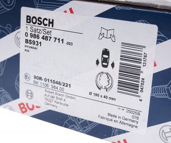 3 369 р. Колодки тормозные задние барабанные 4шт. BOSCH Hyundai Elantra HD (2006-2011)  с доставкой в г. Майкоп. Увеличить фотографию 4