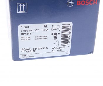 4 999 р. Колодки тормозные передние (4шт.) BOSCH Mercedes-Benz GLK class X204 рестайлинг (2012-2015)  с доставкой в г. Майкоп. Увеличить фотографию 4