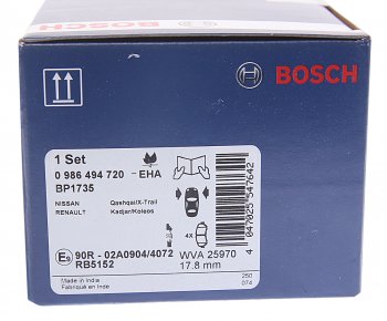 2 799 р. Колодки тормозные передние (4шт.) BOSCH Nissan X-trail 3 T32 дорестайлинг (2013-2018)  с доставкой в г. Майкоп. Увеличить фотографию 4