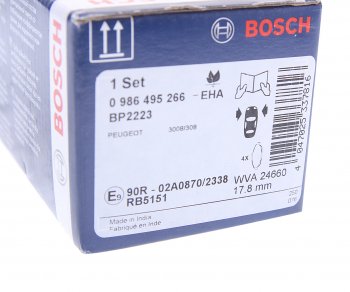 3 159 р. Колодки тормозные передние (4шт.) BOSCH Peugeot 308 T7 хэтчбек 5 дв. дорестайлинг (2007-2011)  с доставкой в г. Майкоп. Увеличить фотографию 4