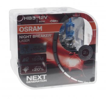 3 989 р. Лампа 12V HB3 60W P20d +150% 3800K бокс (2шт.) Night Breaker Laser OSRAM OSRAM 9005nl2(euro)  с доставкой в г. Майкоп. Увеличить фотографию 1