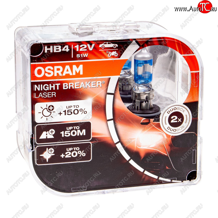 4 199 р. Лампа 12V HB4 51W P22d +150% 3950K бокс (2шт.) Night Breaker Laser OSRAM OSRAM 9006nl2(euro)  с доставкой в г. Майкоп