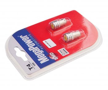 294 р. Лампа светодиодная 12V T4W BA9s 6000K блистер (2шт.) MEGAPOWER MEGAPOWER-AUTOMOTIVE 90134w-2бл  с доставкой в г. Майкоп. Увеличить фотографию 2