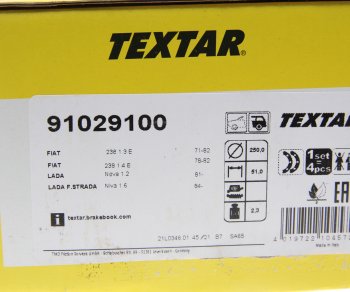3 599 р. Колодки тормозные передние (4шт.) TEXTAR Лада 2123 (Нива Шевроле) дорестайлинг (2002-2008)  с доставкой в г. Майкоп. Увеличить фотографию 3